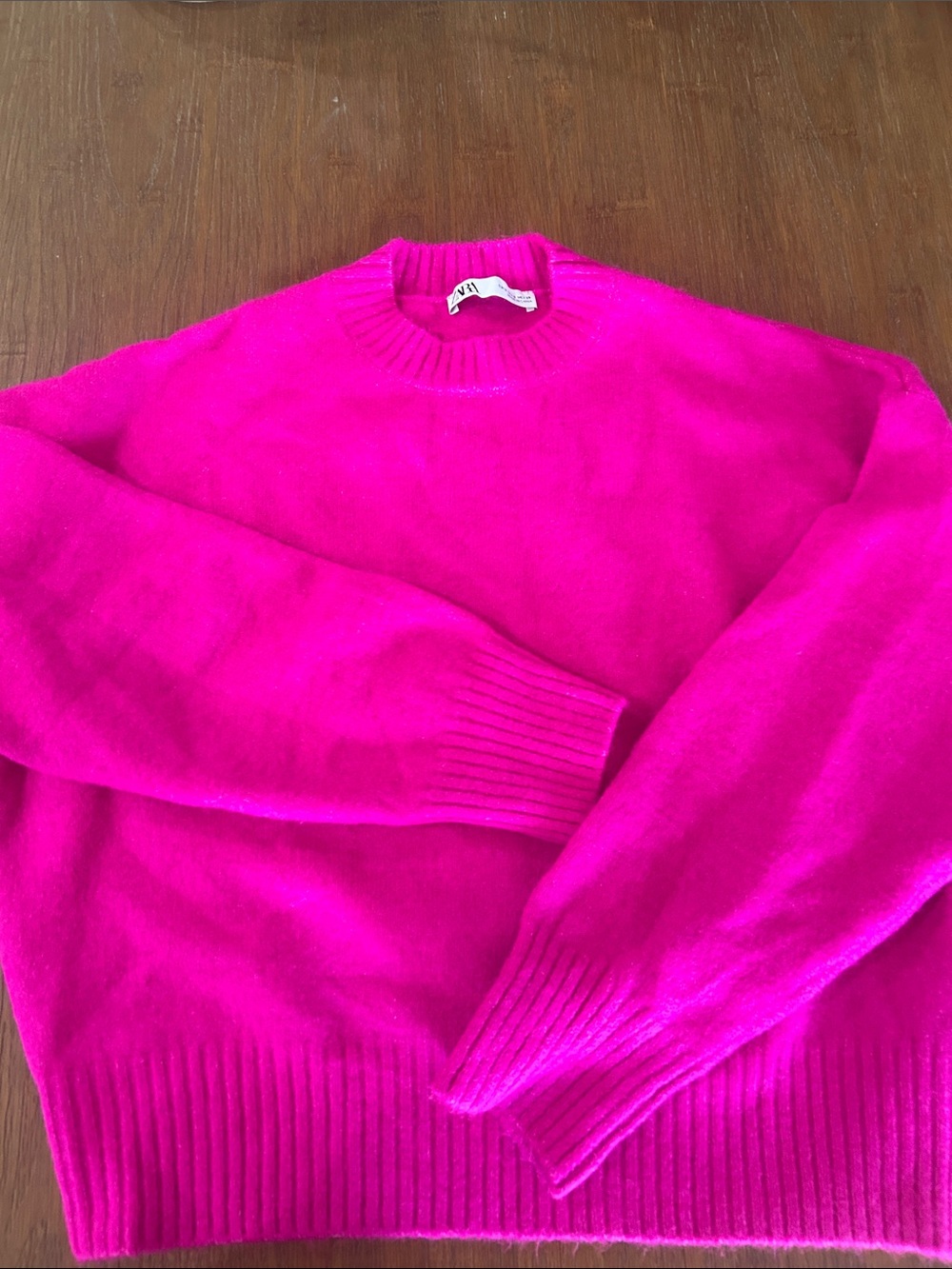 Zara Bright Fuchsia Crewneck Sweater